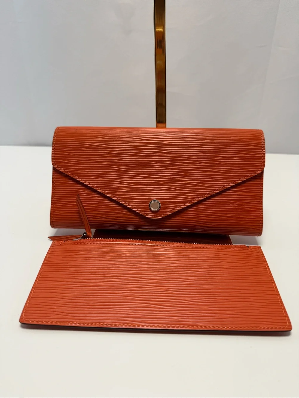 Louis Vuitton Orange Epi Leather Envelope Wallet